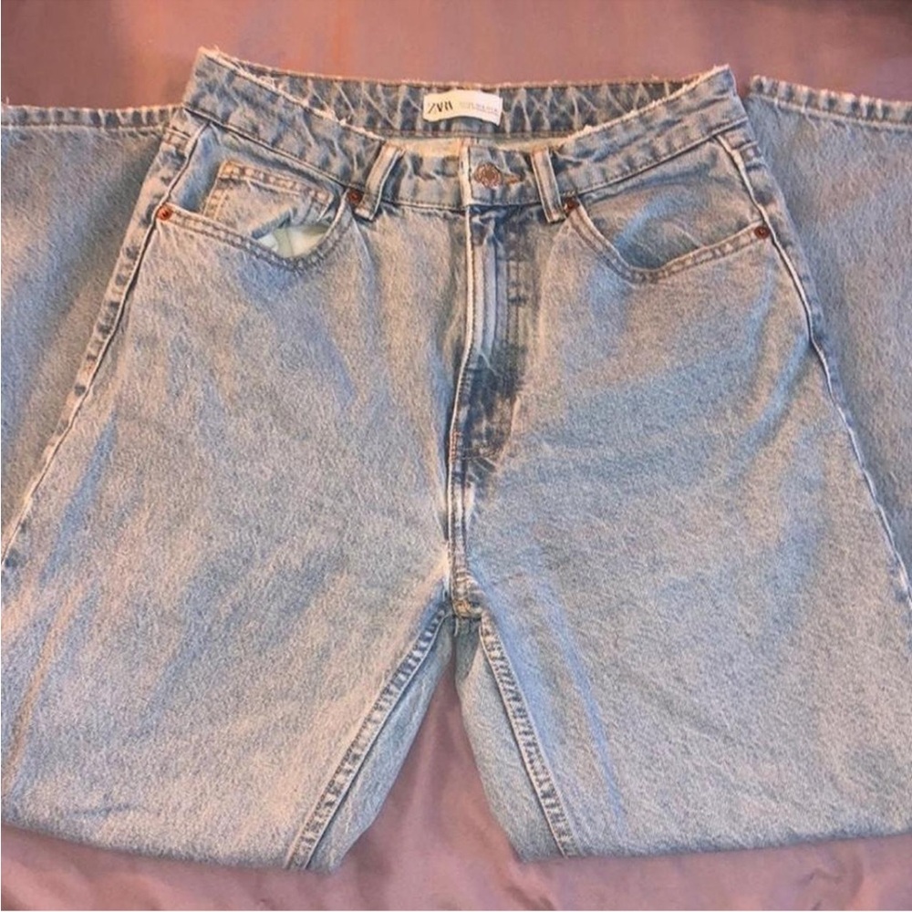 Zara Mom Jeans Light Wash 100% Cotton Size 6 - Picture 5 of 7